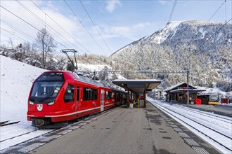 Rhaetian Railway train on the Albula railway Stadler Rail Capricorn passenger train at Filisur