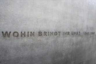 Text on the inside of the concrete bus in Erlangen commemorates the Nazi murders of sick people