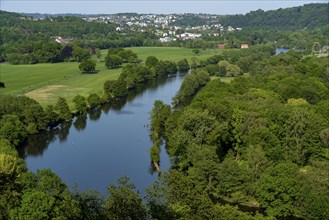 View over the Ruhr valley between Essen-Kettwig and Essen-Werden, behind, North Rhine-Westphalia,