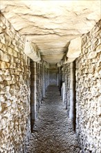 Modern-day neolithic style long Barrow burial chamber for storing cremation urns All Cannings, near