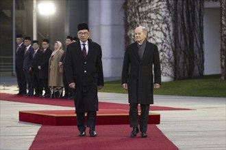 Federal Chancellor Olaf Scholz (SPD) welcomes Anwar Ibrahim, Prime Minister of Malaysia, to the