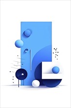 Minimalist illustration featuring abstract shapes to convey fun and ease, wallpaper with blue color