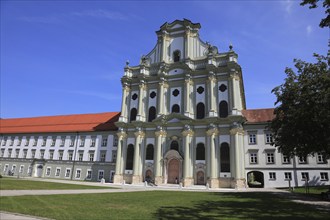 Facade of the Cistercian Abbey Church Fürstenfeld in Fürstenfeldbruck, Upper Bavaria, Bavaria,