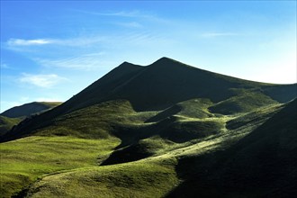 View of the Monts Dore in Auvergne Volcanoes Natural Park, Puy de Dome department,