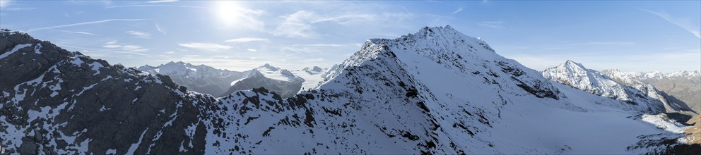 Mount Ramolkogel with snow, mountains in Ötztal, Ötztal Alps, Tyrol, Austria, Europe