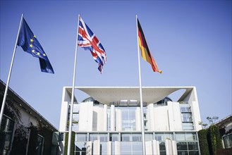 The flags of Europe, the United Kingdom of Great Britain and Northern Ireland and the Federal