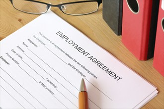 Blank form of an employment contract in English