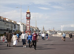 The Jubilee clock tower seafront promenade Weymouth, Dorset, England, UK built 1887 to celebrate