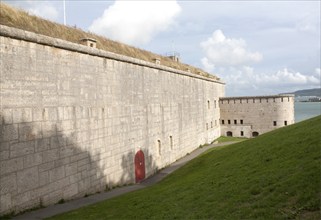 External walls of Nothe Fort built in 1872 Weymouth, Dorset, England, United Kingdom, Europe