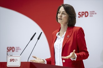 Katarina Barley, SPD lead candidate for the European elections, at a press conference in Berlin, 12