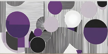 Minimalist illustration featuring abstract shapes in purple color accent symbolizing fun and ease,