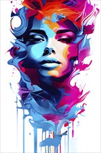 AI generated abstract portrait in vector art foundation watercolor textures with overlapping