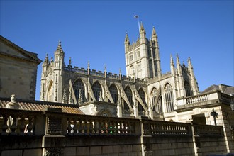 Roman Baths and the Abbey, Bath, Somerset, England, UK