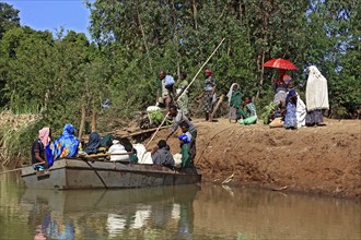 Ahamra region, at the boat landing stage to the waterfalls of the Blue Nile, in the highlands of