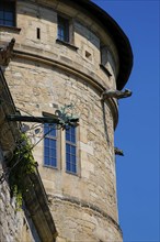 Hohentübingen Palace, tower, masonry, gargoyle, detail, window, Museum of the University of