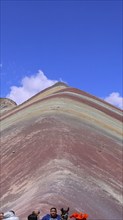 Peru, Cusco scenic landscape Rainbow mountain of 7 colors near Sacred Valley and Ausangate Glacier,