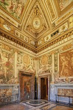 Ceiling painting and golden wall decorations in the Sala Paolina, Pope's chamber, Castel Sant