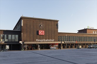 Duisburg main station, deserted forecourt due to strike by the German Train Drivers' Union, GDL,