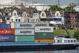 Residential buildings on Wilhelmallee, Rhine promenade, in Duisburg-Hombergg, on the Rhine, in