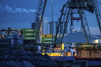 Port of Duisburg, outer harbour, container handling at the Parllelnhafen, Duisburg, North