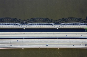 Aerial view of the Europabrücke, Alte Harburger Elbbrücke, bridge, traffic, traffic route, road,