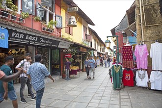 Traditional shopping street Synagogue Lane, Matancherry, Jew town, Kochi, Kerala, India, Asia