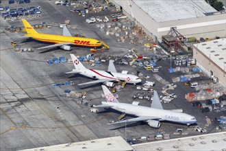 Cargo aircraft at Los Angeles Airport, USA, North America