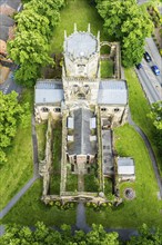 All Saints Church in Pontefract from a drone, West Yorkshire, England, United Kingdom, Europe