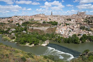 Historic city located on a hill, overlooking a river and surrounded by nature, Toledo, River Tagus,