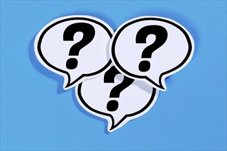 Question mark as a symbol for question Questions Help Problem Information Support in speech bubbles