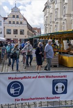 Masks compulsory at the weekly market market in Lüneburg, Lower Saxony, Germany, Europe