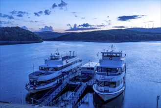 Lake Rursee, reservoir in the Eifel National Park, north-east bank near Heimbach, at the Rur dam