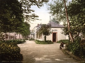 The buildings in Lardy, Vichy, France, ca 1890, Historical, digitally restored reproduction from a