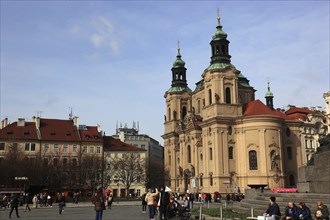 The baroque St Nicholas Church on the Old Town Square, Prague, Czech Republic, Europe