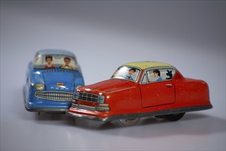 Road traffic, automobile, collision, depicted with tin model cars, Hamburg, Hamburg, Federal