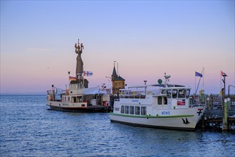 Imperia at the harbour entrance, by artist Peter Lenk, Constance, on Lake Constance,