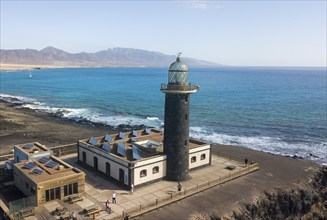 Aerial view of lighthouse Faro Punta de Jandia on southern tip of Jandia peninsula, on flat roof