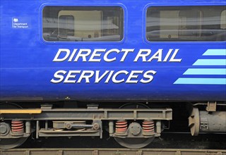 Direct Rail Services train, carriage, Norwich railway station, Norfolk, England, UK