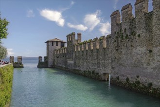 Ring wall of the Scaligero Castle Castello Scaligero, Lake Garda, Sirmione, Province of Brescia,