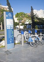 Málagabici bicycle sharing scheme city centre Malaga, Spain, Europe