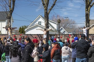 Detroit, Michigan, The Stations of the Cross are portrayed, in Spanish, on Good Friday at the