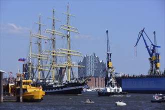 Europe, Germany, Hamburg, Elbe, harbour birthday, sail training ship Kruzenstern, 4-mast barque,