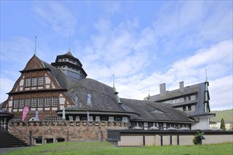 Spa centre built in 1911, spa house and half-timbered house in Art Nouveau style, Bad Münster am