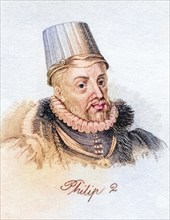 Philip II. 1527-1598 King of Spain 1556-1598 Felipe II. de Espana from the book Crabbs Historical