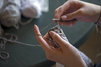 Hands crocheting, Mecklenburg-Western Pomerania, Germany, Europe