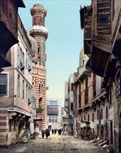 Cairo, Egypt, Mosque, Citadel Street, 1890, Historic, digitally restored reproduction from a 19th