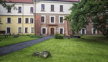 Old building with lawn in the historic center of Vilnius