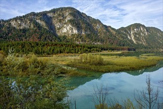 River Isar at the inflow into the Sylvensteinsee, Sylvenstein reservoir, Sylvenstein reservoir for