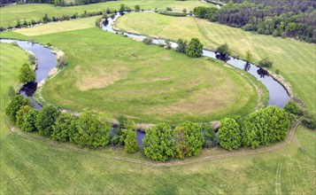 Aerial photo, natural course of the Spree, Mönchwinkel, 16 05 2023