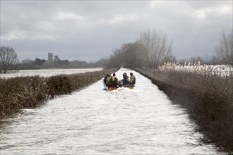 Flooding on the Somerset Levels, England in February 2014, Huish Episcopi humanitarian support boat